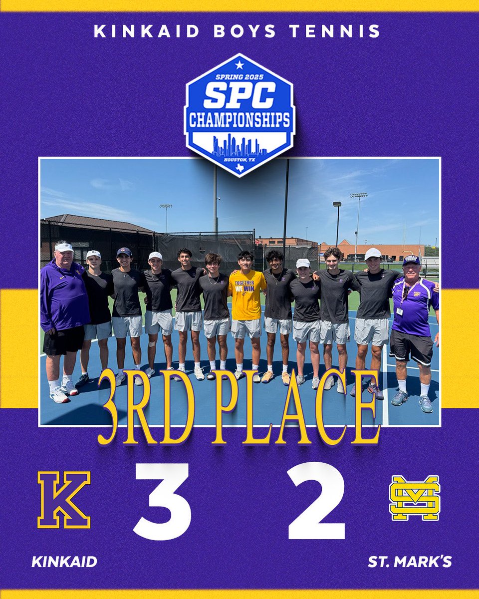 Congratulations to Boys Tennis on their hard-fought 3-2 victory over St. Mark’s to secure 3rd place in the SPC tournament! Way to finish strong—great job, Falcons! 🏆🎾🦅 #TalonsUp #KinkaidTennis #WhereYouBelong