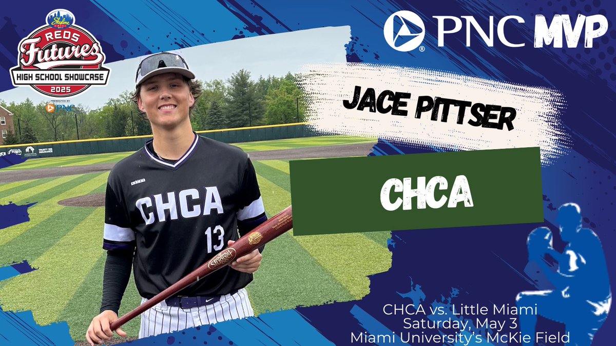 Reds HS Showcase (@redshsshowcase) on Twitter photo Congratulations to <a href="/CHCA_Eagles/">CHCA Athletics</a>β Jace Pittser on being named the <a href="/PNCBank/">PNC Bank</a> MVP in game 1 of last todayβs <a href="/Skyline_Chili/">Skyline Chili</a> <a href="/Reds/">Cincinnati Reds</a> Futures High School Showcase presented by PNC Bank quadruple header. Pittser, 1B, had a two-run triple and sacrifice fly to drive in 3 of the 4 runs in Congratulations to <a href="/CHCA_Eagles/">CHCA Athletics</a>β Jace Pittser on being named the <a href="/PNCBank/">PNC Bank</a> MVP in game 1 of last todayβs <a href="/Skyline_Chili/">Skyline Chili</a> <a href="/Reds/">Cincinnati Reds</a> Futures High School Showcase presented by PNC Bank quadruple header. Pittser, 1B, had a two-run triple and sacrifice fly to drive in 3 of the 4 runs in