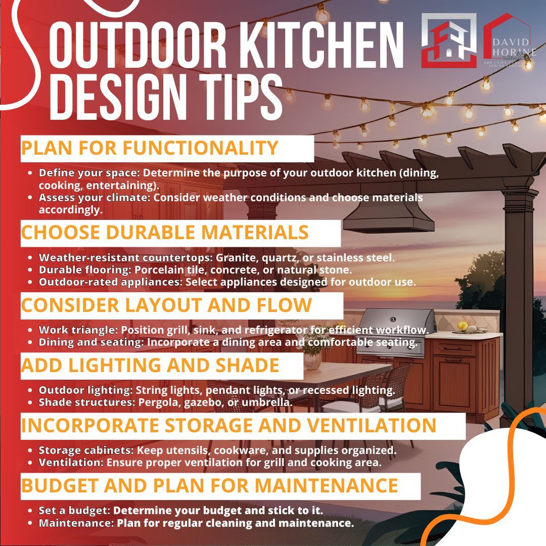 dlhorine's tweet image. Outdoor kitchen goals! Make your outdoor space shine with these design tips 🍃🍳 #outdoorliving #kitchendesign  #FathomThat #DavidHorineRealtor