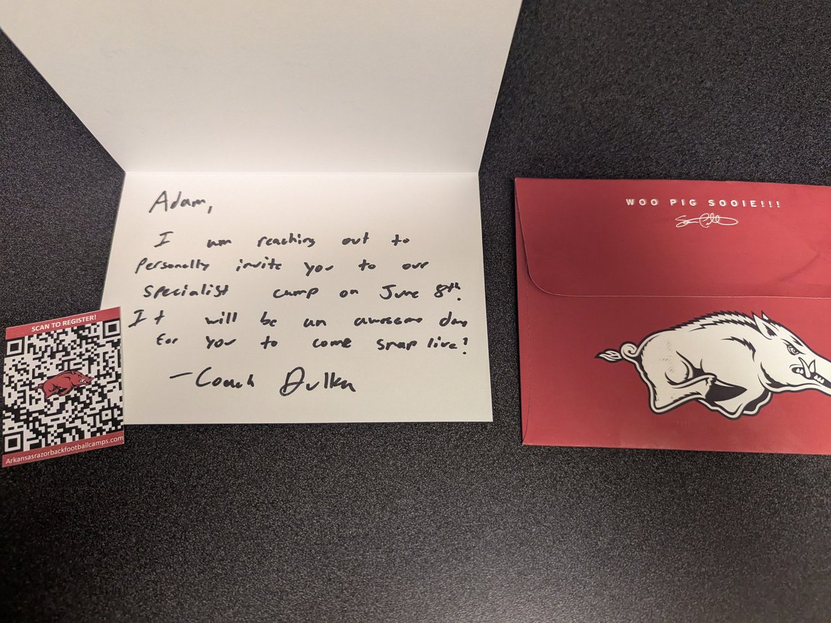 Adam Diaz (@diazaj2000) on Twitter photo Thank you <a href="/Adam_Dulka/">Adam Dulka</a> for the personal i got in the mail today. I'm excited and can't wait to perform in front of the <a href="/RazorbackFB/">Arkansas Razorback Football</a> coaches and staff. #azelitesnap <a href="/TurnerBernard1/">T</a> <a href="/Mesa_FB/">Mesa High Football</a> <a href="/MesaHSathletics/">Mesa Athletics</a> <a href="/CoachHathcock/">Jeremy Hathcock</a> <a href="/CoachKlecka/">David Klecka</a> <a href="/AZKicking/">AlexZendejasKicking&Training</a> <a href="/MichaelWoosley/">Coach Mike, PrepStar SW</a> <a href="/KohlsSnapping/">Kohl's Snapping Camps</a> Thank you <a href="/Adam_Dulka/">Adam Dulka</a> for the personal i got in the mail today. I'm excited and can't wait to perform in front of the <a href="/RazorbackFB/">Arkansas Razorback Football</a> coaches and staff. #azelitesnap <a href="/TurnerBernard1/">T</a> <a href="/Mesa_FB/">Mesa High Football</a> <a href="/MesaHSathletics/">Mesa Athletics</a> <a href="/CoachHathcock/">Jeremy Hathcock</a> <a href="/CoachKlecka/">David Klecka</a> <a href="/AZKicking/">AlexZendejasKicking&Training</a> <a href="/MichaelWoosley/">Coach Mike, PrepStar SW</a> <a href="/KohlsSnapping/">Kohl's Snapping Camps</a>