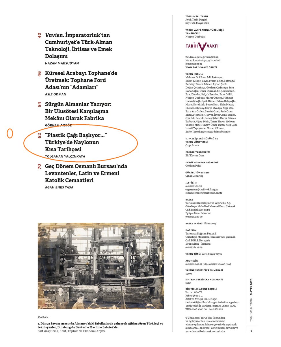 Toplumsal Tarih dergisinin Mayıs/377. sayısında Yüksek Lisans öğrencim Tolgahan'ın da bir yazısı yer alıyor. Türkiye'de plastiğin tarihinin Soğuk Savaş, Amerikanizm ve gündelik hayat bağlamında ele aldığı makale birçok yönüyle okunmaya değer.