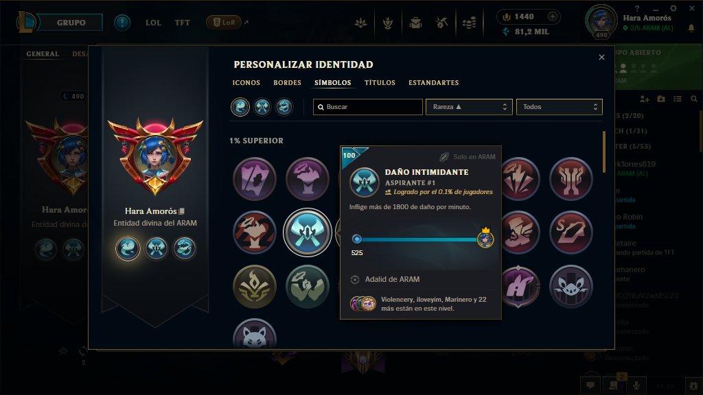 Pregunta para expertos en el LOL: ¿Qué significa el #1 en este logro? ¿Me estás diciendo que soy el 1º del server EUW con más daño por minuto en ARAM? 😱