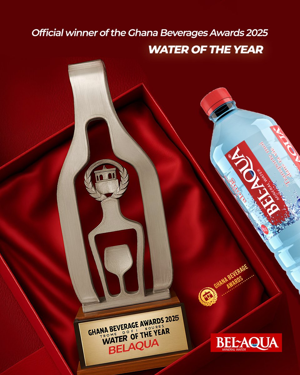 belaquagh's tweet photo. It’s not just water. It’s the best water in Ghana!🇬🇭
Bel Aqua has been crowned Water of the Year at the Ghana Beverage Awards 2025!🏆
Thank you for making us your first choice, every single time!
Bel Aqua; the water Ghana drinks!💧
#BelAqua #WaterOfTheYear #TheWaterGhanaDrinks https://t.co/DC9p6tKv0Q
