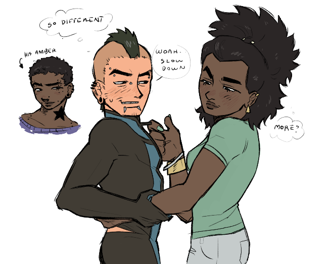 wigglingmytoes's tweet photo. sorry I had a lot of fun with this prompt I feel like amber would lowkey fw mohawk mark aside from him being evil n stuff idk #INVINCIBLE https://t.co/ikxZhczKz3