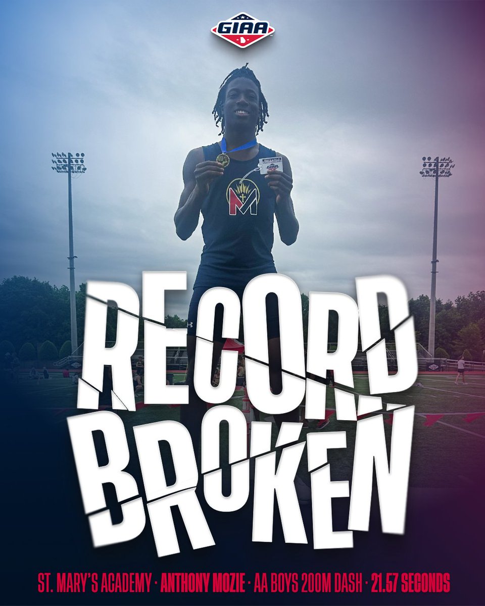 Anthony Mozie of St. Mary's Academy sets a new state record in the Class AA Boys 200M Dash of 𝟐𝟏.𝟓𝟕 𝐬𝐞𝐜𝐨𝐧𝐝𝐬.