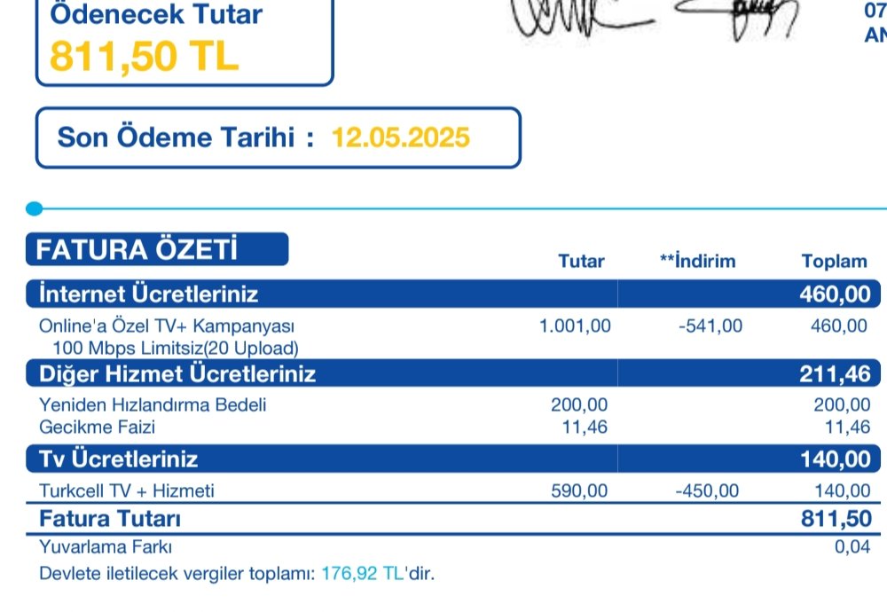 Son ödeme tarihi geçen faturamın hızını düşüren ve faturamı ödedikten sonra hem gecikme faizini alan  hemde faturanın %35 ne yakın saçma bi ücret alan  <a href="/Turkcell/">TURKCELL</a> <a href="/Trkcellfiberint/">Türkcell Süperonline</a>  4 ay sonra bitecek taahhüttümü yenilemeyeceğim, müşterilerini soyan bu işletmeye sessiz kalmayın