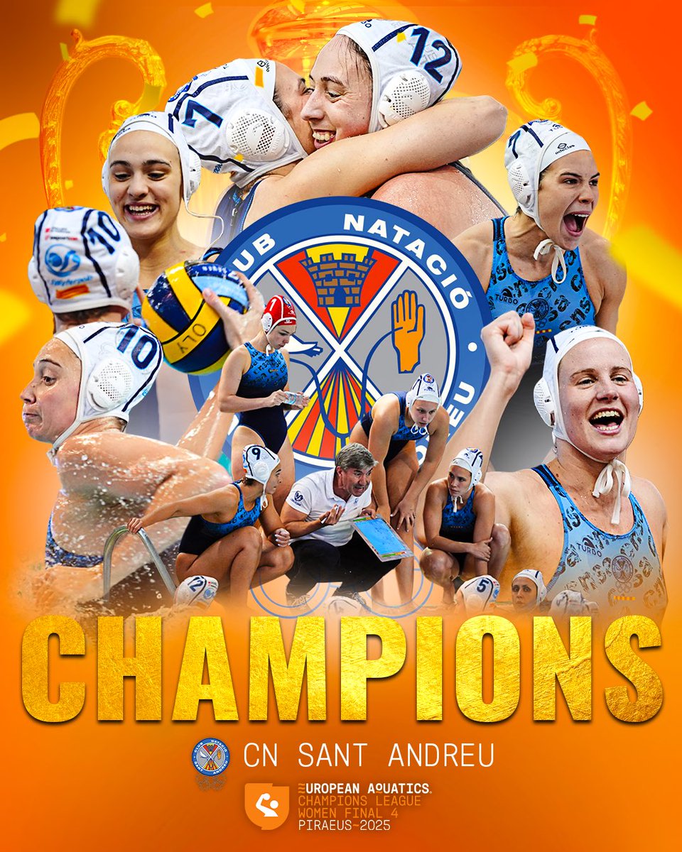 𝑺𝒂𝒏𝒕 𝑨𝒏𝒅𝒓𝒆𝒖 𝒎𝒂𝒌𝒆 𝒉𝒊𝒔𝒕𝒐𝒓𝒚! 🏆🔥

Champions League first final—and now first title! Sant Andreu becomes the second Spanish team ever to lift the trophy. What a journey! 🤽‍♀️👏

#waterpoloCLW | EuroAquaticsTV.com
