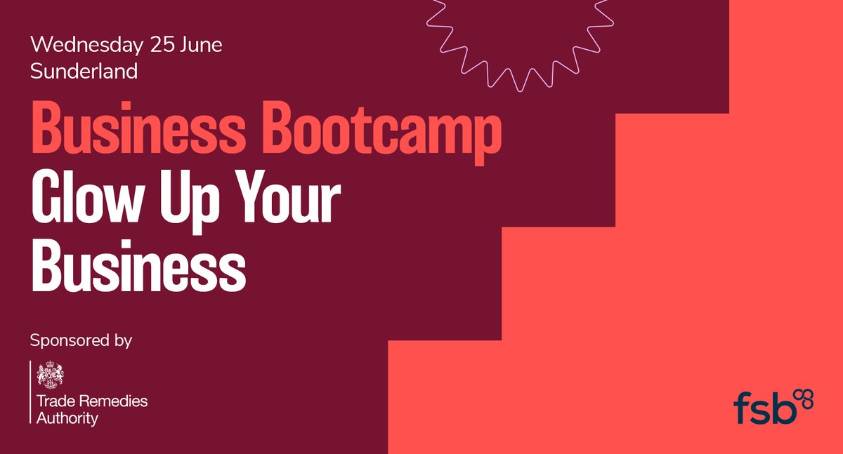 ✨ Glow up your business at this #FSBBootcamp!
📅 25 June | 📍 Sunderland

Get expert advice, tools for growth, and connect with support providers at our mini expo. Free to attend – open to all! events.fsb.org.uk/en/8d2bI2X7/g/…

#SmallBiz #BusinessSupport #GrowYourBusiness