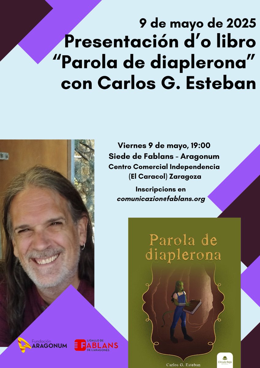 O venient 9 de mayo seremos con Carlos G. Esteban en a nuestra siede. Nos presentará o suyo libro "Parola de diaplerona" pero tamién nos fablará de cómo ye o proceso d'escribir en una luenga minoritaria. Viene-te-ne! #ligallofablans #fundacionaragonum <a href="/Tierrabarrenaus/">Tierra de barrenaus</a> <a href="/AC_Nogara/">Nogara Religada</a>