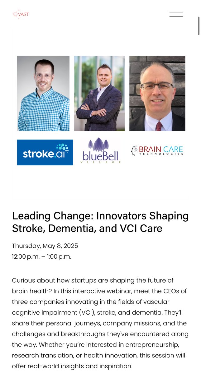 We’re thrilled that our CEO Andrew Karesa is part of <a href="/ucalgary/">U Calgary</a>’s VAST panel Leading Change: Innovators Shaping Stroke, Dementia, and VCI Care on May 8. He’ll share how blueBell Connect empowers caregivers across Canada. #DementiaCare #HealthTech #VCI