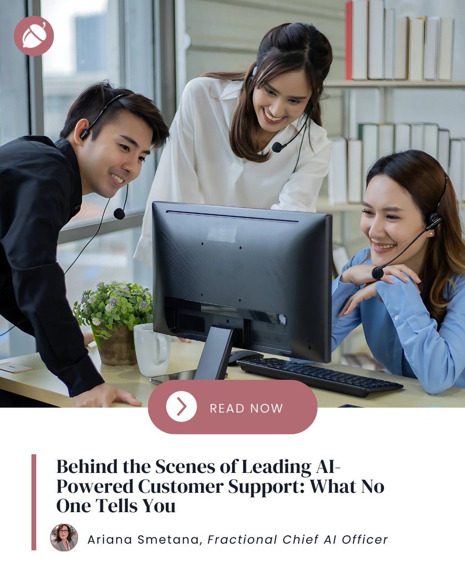 🤖 Leading AI-powered customer support isn’t all shiny tech and quick wins.
It’s messy, human, and full of silent lessons no one talks about.

Get the real story from behind the scenes👇
acornoak.net/post/behind-th…
By Ariana Smetana, Fractional Chief AI &amp; Innovation Officer