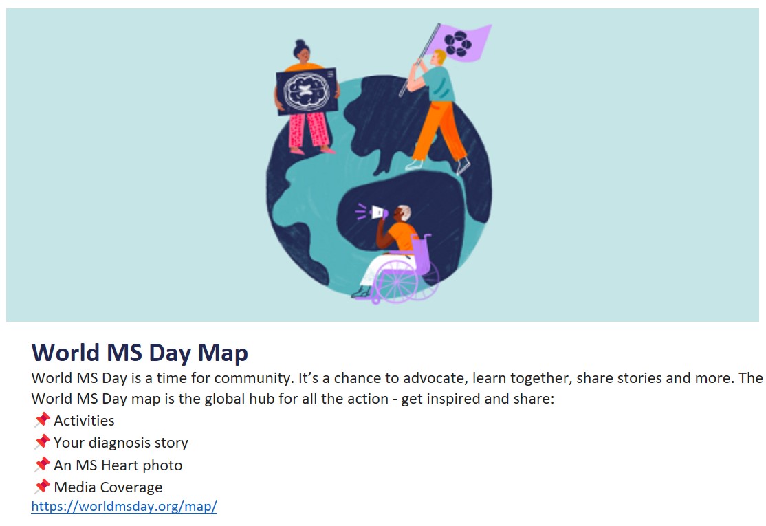 hcsnemnhcsiM's tweet image. World MS Day Map worldmsday.org/map/ #MSAwarenessWeek #MSConversations #MSMakesMe #BringingUsCloser #WorldMSDay #MSFighter #MSWarrior #MS #MultipleSclerosis worldmsday.org
