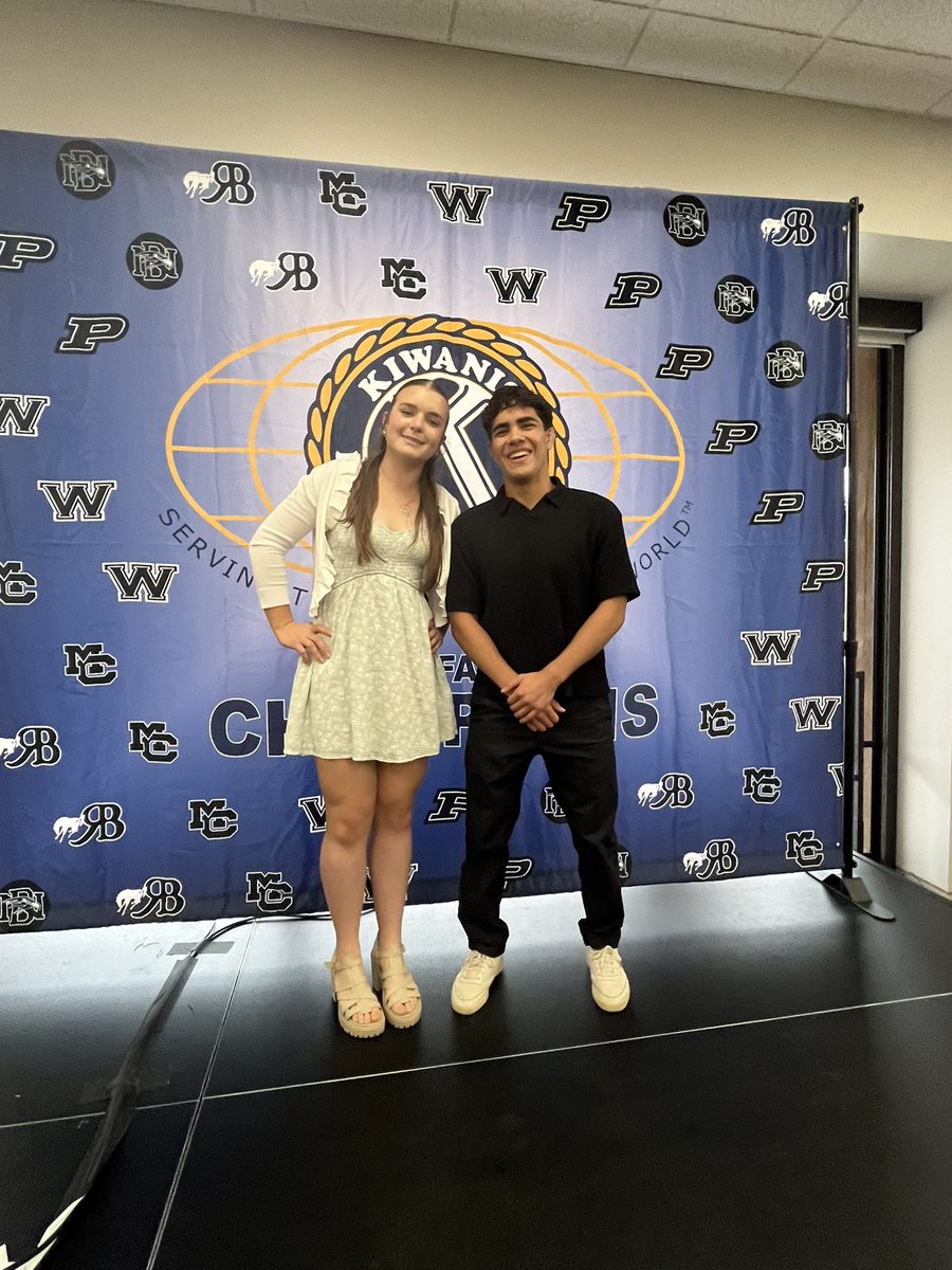 coachgonzopoway's tweet photo. Congrats to Sophia Grimm and Edwin Sierra on being honored as Poway’s Scholar Athletes of the year at the #Kiwanis Breakfast of Champions! #Compete #TitanPride @Kiwanis @CardWrestling @CornellBigRedFH @PowayUnified https://t.co/aQXoE0SqzR