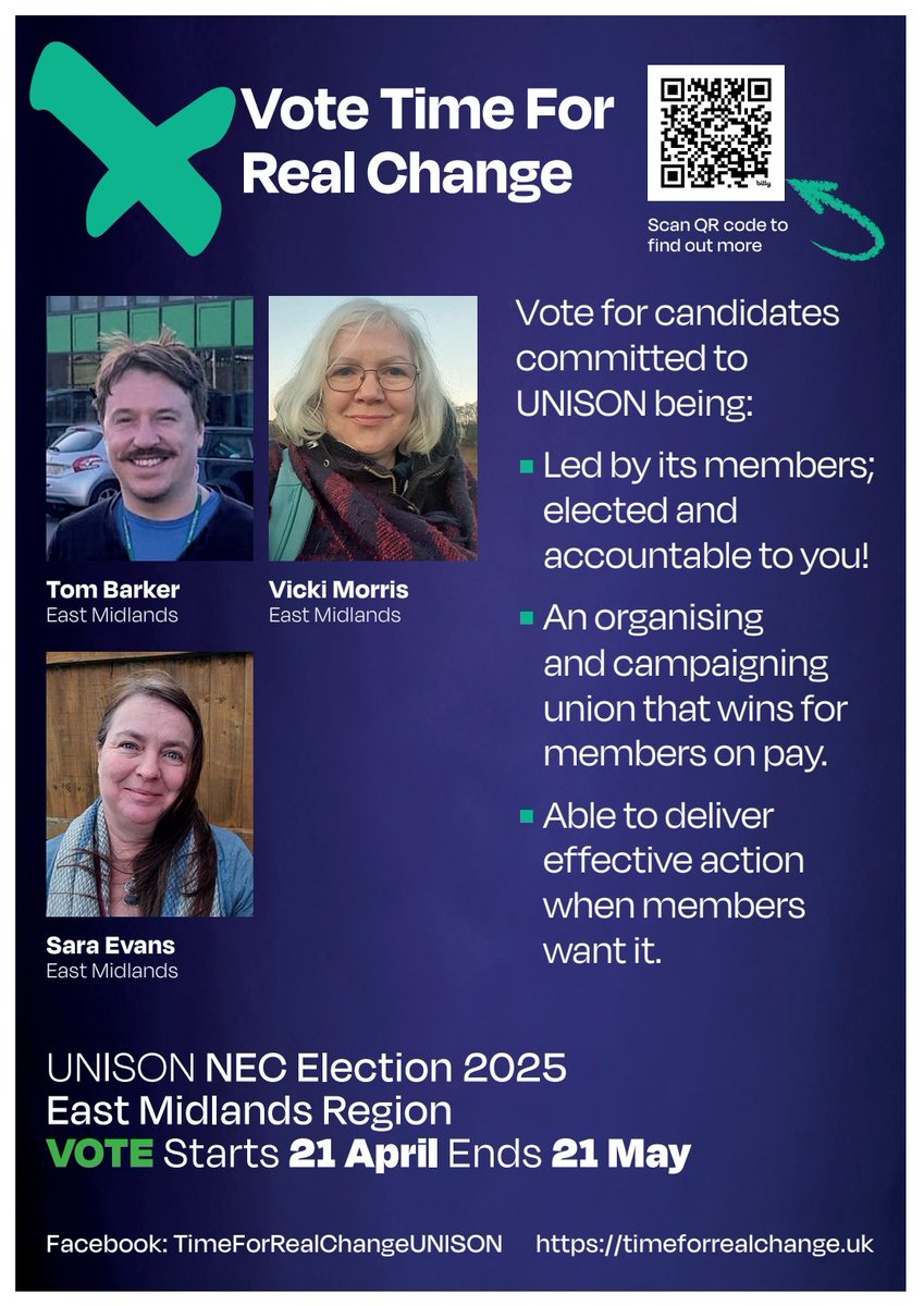 #Solidarity with #UNISON members in #EastMidlands councils that #Reform now control. 
Get ready to resist the DOGE-style(!), transphobic, xenophobic, anti-worker crap that our new overlords will try to impose! #TimeForRealChange candidates are up for this fight beside you.
#tfrc