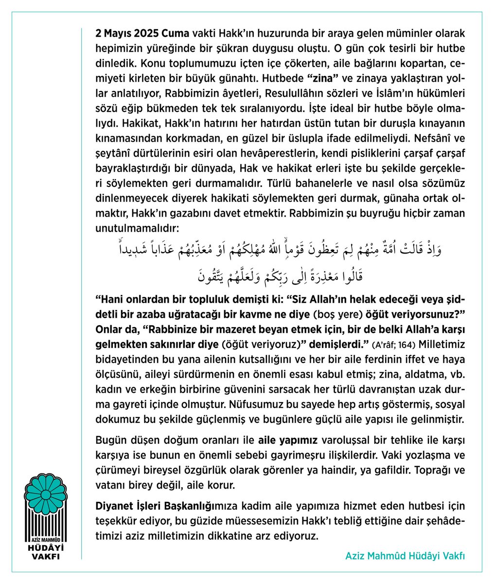 Hüdayi Vakfı (@hudayivakfi) on Twitter photo 