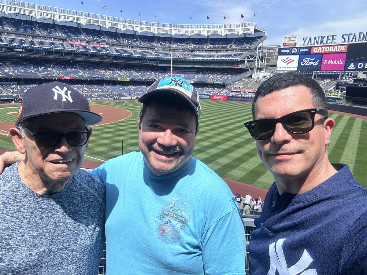 Ric819's tweet photo. Good day to go to the game with my 87 yo Dad and brother#YESfanphoto#ToyotaPinstripepride#Pinstripepride https://t.co/ZnYx7OzoBL