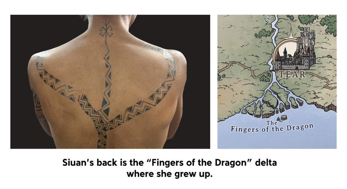 loudestdork's tweet image. SIUAN SANCHE TATTOO BREAKDOWN

since it was mentioned that Tear, where Siuan is from, has similarities with Southeast Asian culture, I focused on the meaning of it for those in the Philippines. I used Polynesian meaning as well, since I&apos;ve noticed the similarities.