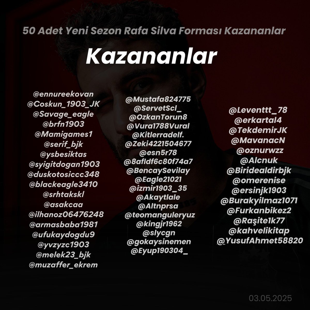 Forma kazanan taraftarlarımızı tebrik ederiz👏👏👏

İletişim hesabımız pazartesi gününden itibaren kazanan hesaplar ile birebir iletişime geçip adres bilgilerinizi isteyecek🤝

Adres ve beden bilgileriniz tamamlandıktan max.  48 saat içinde formalarınızı sizlere ulaştırmış