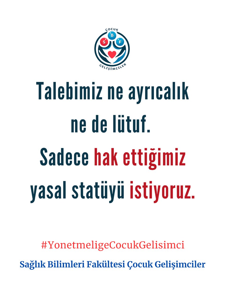 Çocuk gelişimi uzmanları, çocukların bedensel sağlığının yanında ruhsal ve zihinsel gelişimini de izler. Sağlık Bakanlığı’nın yönetmeliklerinde yer almak, mesleki görevlerimizin tanınması açısından oldukça önemlidir
#YonetmeligeCocukGelisimci