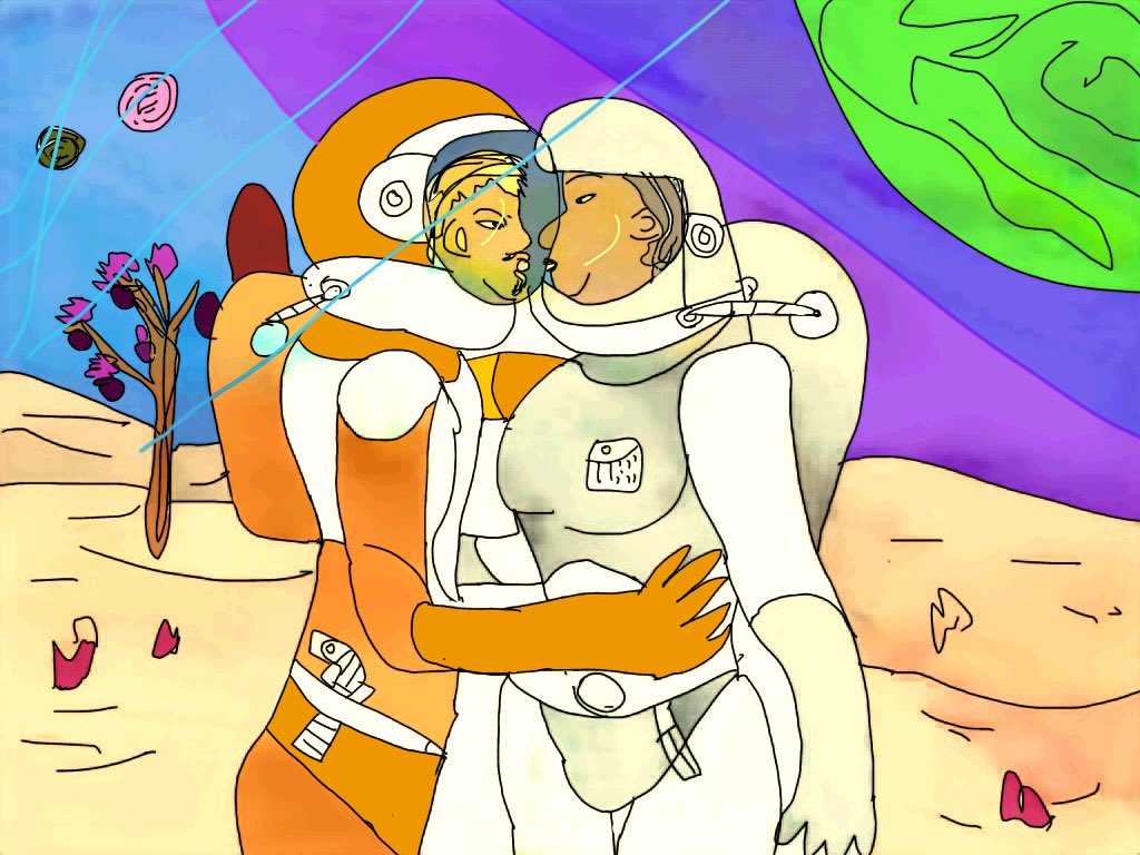 orcapodstudio's tweet photo. This is my science fiction couple I use AI as references and trace parts over it. I use Grok. This is respective fiction. Art piece #CartoonStyle #RetroScienceFiction #OldfashionedAnime #SpecFiction #AlienPlanet #DigitalArt #AIArt #grok #RomanticCouple #SliceOfLife https://t.co/NVKQmJlgx6