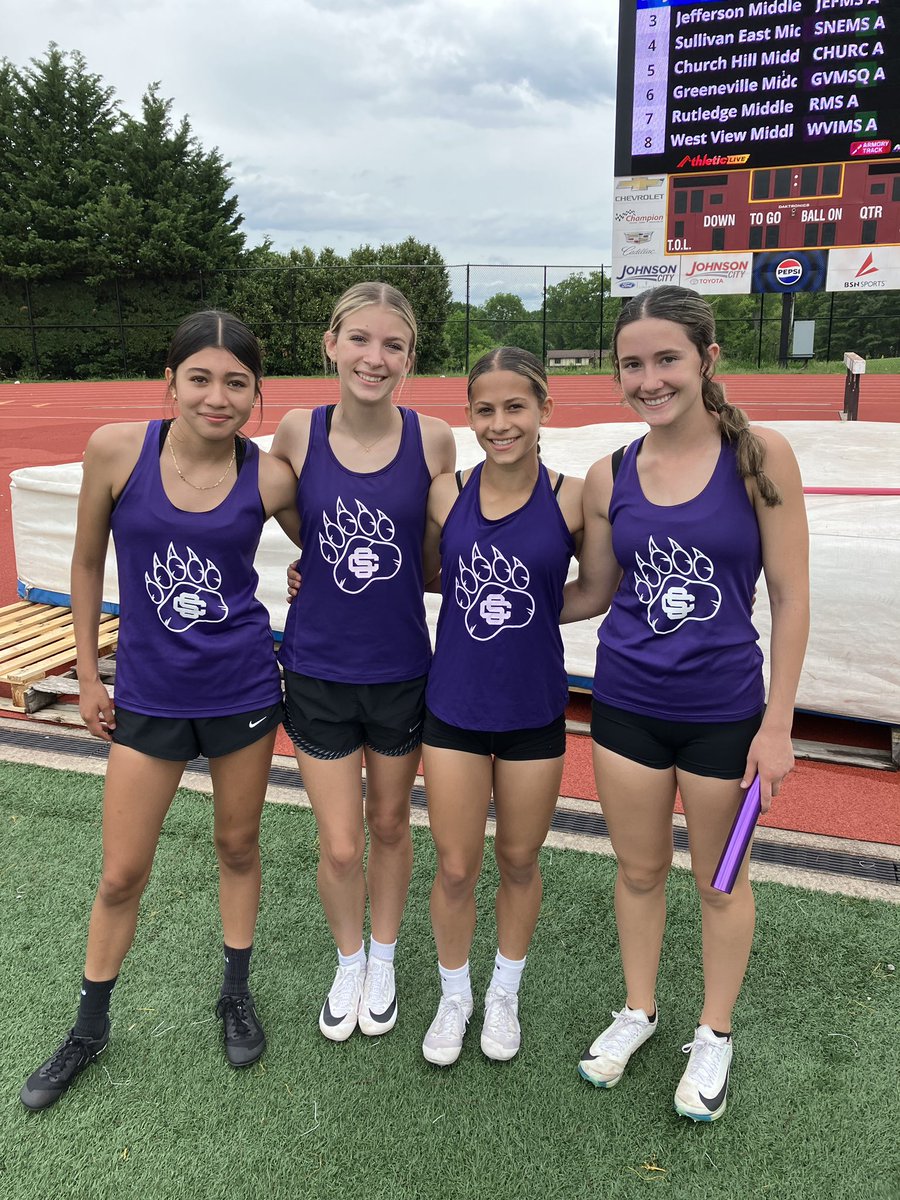 STATE BOUND!!!  Congratulations to the girls 4x200m Relay team of Andrea Perez, Cadence Ball, Kaybree Greenwood, and Brooklyn Musgrove for qualifying for the TMSAA AA State Track Meet. ⚡️ ⚡️