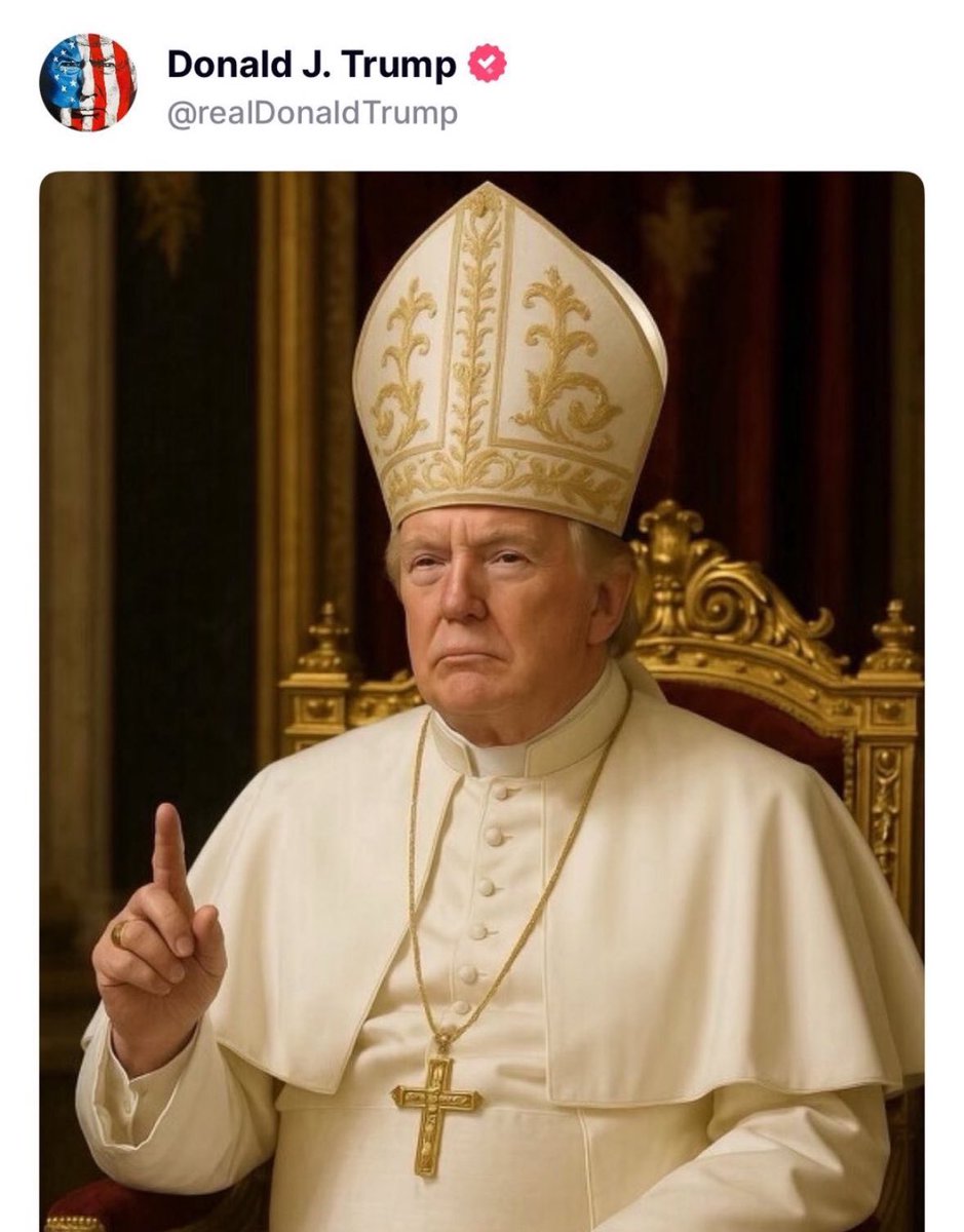 Obama dresses in a tan suit and conservatives call him the antichrist.

Trump posts an image of himself in a tan miter (the Pope’s headdress), days after the Pope died, and they celebrate him as some Christian revolutionary.
