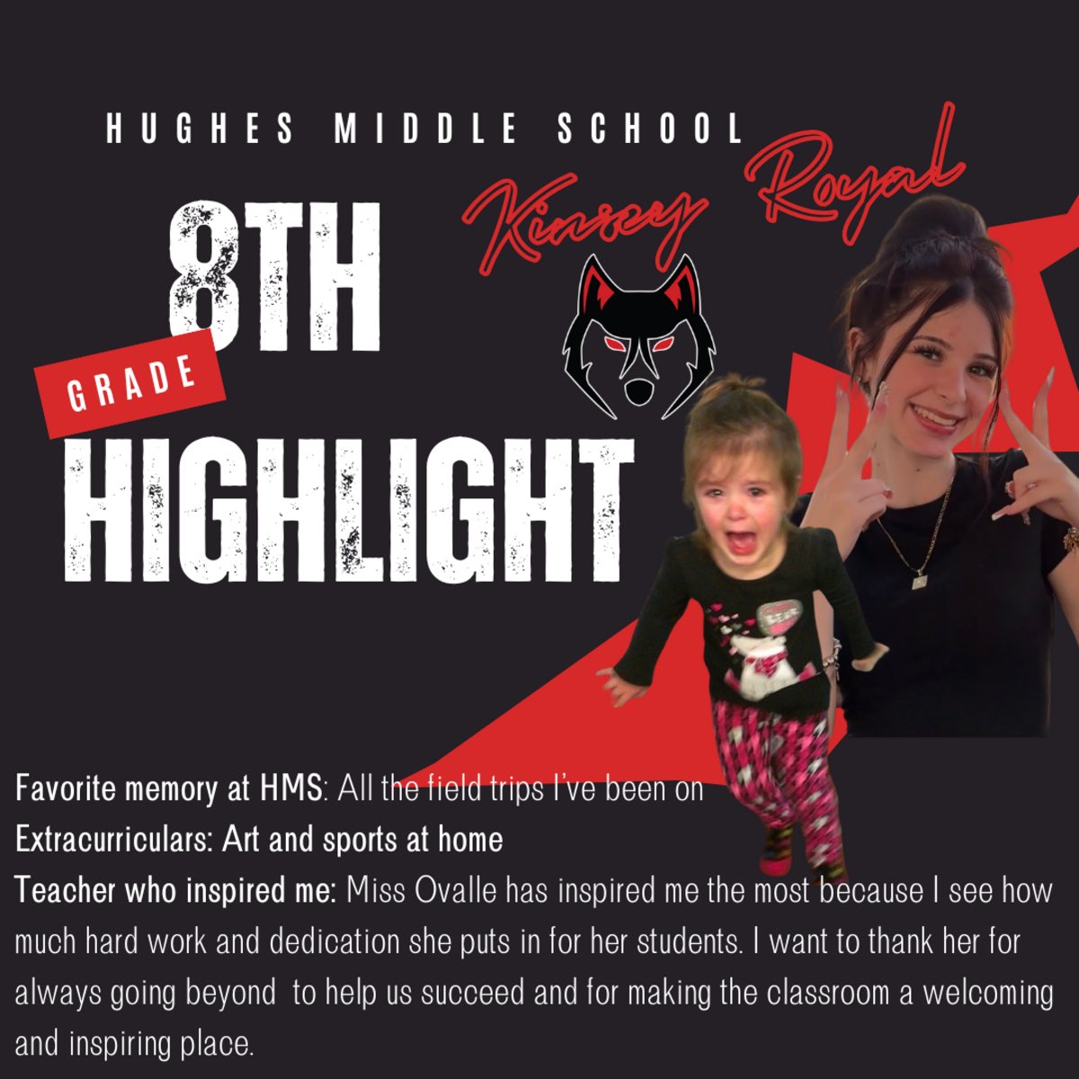 8th grade Highlight! 
🎉 If you would like to be highlighted- fill out a form by 5/16 here: docs.google.com/forms/d/e/1FAI…