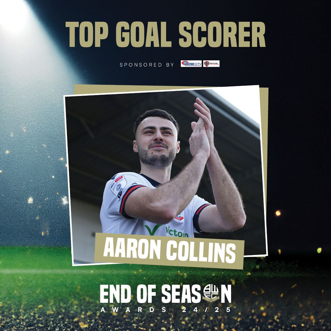 Bolton Wanderers (@officialbwfc) on Twitter photo Our next award is Top Goal Scorer sponsored by Bolton CCTV and Sentinel CCTV Monitoring ๐ฏ
<a href="/aaroncollinsx/">Aaron Collins</a> is this season's Top Goal Scorer with 19 goals ๐
#bwfc Our next award is Top Goal Scorer sponsored by Bolton CCTV and Sentinel CCTV Monitoring ๐ฏ
<a href="/aaroncollinsx/">Aaron Collins</a> is this season's Top Goal Scorer with 19 goals ๐
#bwfc