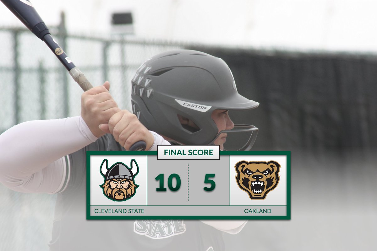 The final in Game 1: Cleveland State 10, Oakland 5

Vikings clinch the Horizon League Regular Season title with the victory! Emma finishes 2-for-3 with FIVE RBI! 

Second game of the day coming up shortly! 

#GoVikes