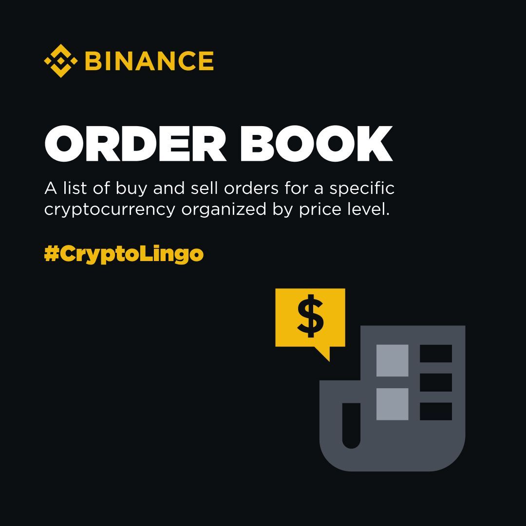 binance's tweet image. Dive into the world of crypto with our #CryptoLingo series!

Order Book: where buy and sell orders meet, organized by price.

Stay tuned for more!