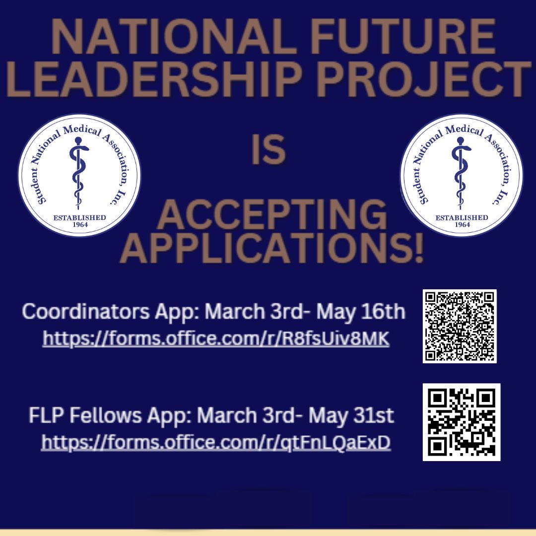 FLP is a unique opportunity to develop leadership skills, receive mentorship from SNMA leaders, and engage in personal growth, designed to mentor the next generation of SNMA leaders

Don't miss out and apply today!

#SNMA #NFLP #MinoritiesInMedicine #LeadersInMedicine