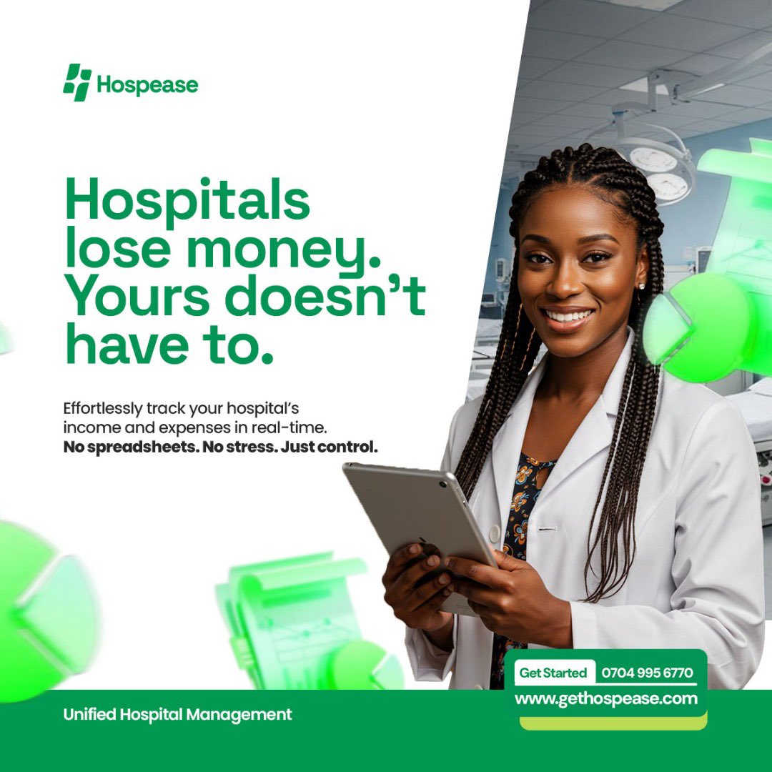 gethospease's tweet image. Say goodbye to spreadsheets stress and hello to real time income and expense tracking. 
Take control of your hospital’s finance tracking with Hospease.

Get Started: gethospease.com 

#hospease #hospitalManagement #financeTracking #hospitalFinance #financeManagement
