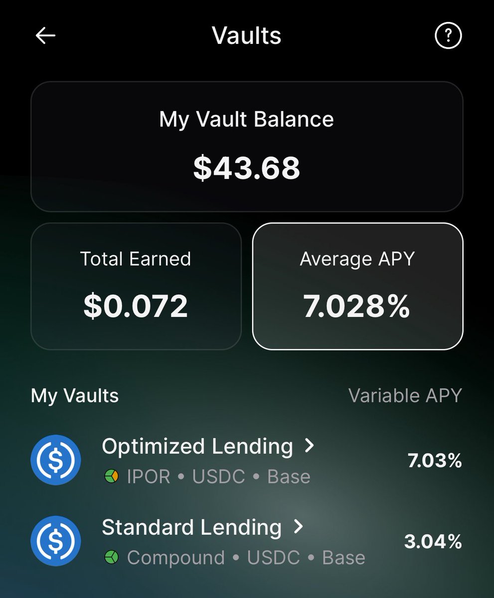 Invest based on your risk. 

Balance. Apy. Earned. Risk. The only information you need at a glance. 

Deeper risk analysis within each vault. 

Yielding 7%+ right now on USDC