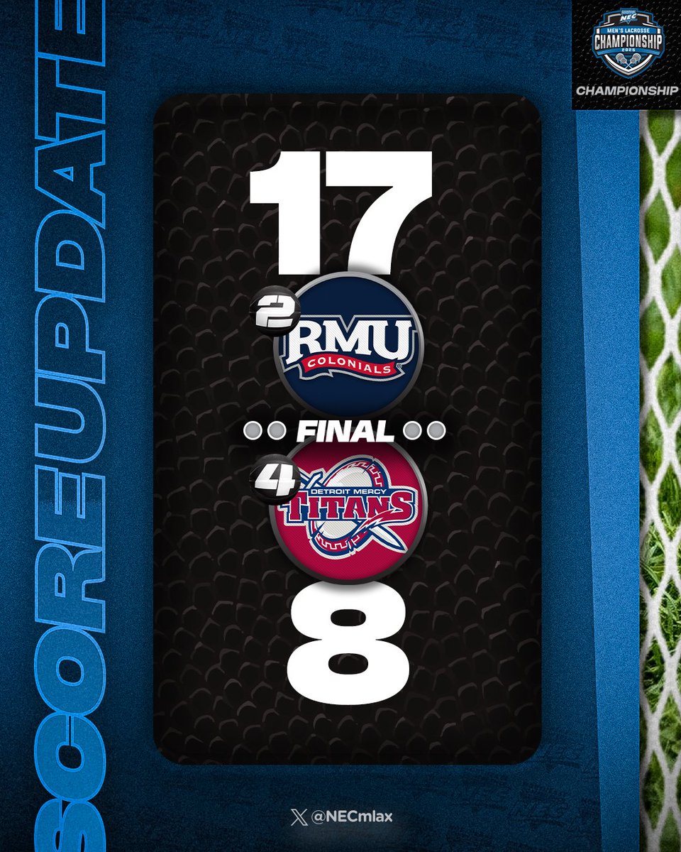 NEC Men's Lacrosse (@necmlax) on Twitter photo 🟦🟥 𝗧𝗛𝗘 𝗖𝗢𝗟𝗢𝗡𝗜𝗔𝗟𝗦 𝗔𝗥𝗘 𝗗𝗔𝗡𝗖𝗜𝗡𝗚! 🕺
<a href="/RMUMLacrosse/">RMU Men’s Lacrosse</a> claims its third #NECMLAX 🏆 & punches its 🎟️ to the NCAA 🥍 Tournament.
#NECMLAX x #NECchamps🏆 🟦🟥 𝗧𝗛𝗘 𝗖𝗢𝗟𝗢𝗡𝗜𝗔𝗟𝗦 𝗔𝗥𝗘 𝗗𝗔𝗡𝗖𝗜𝗡𝗚! 🕺
<a href="/RMUMLacrosse/">RMU Men’s Lacrosse</a> claims its third #NECMLAX 🏆 & punches its 🎟️ to the NCAA 🥍 Tournament.
#NECMLAX x #NECchamps🏆