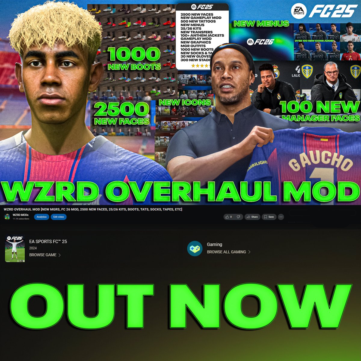 WZRD MODs (@wzrdmod) on Twitter photo over 2500 new player faces, 100 new manager faces for our #fc25 mod and 600 new tattoos, new menus, new transfers etc!
out now on youtube!😈⤵️
youtu.be/genur-n8fNc?si… over 2500 new player faces, 100 new manager faces for our #fc25 mod and 600 new tattoos, new menus, new transfers etc!
out now on youtube!😈⤵️
youtu.be/genur-n8fNc?si…