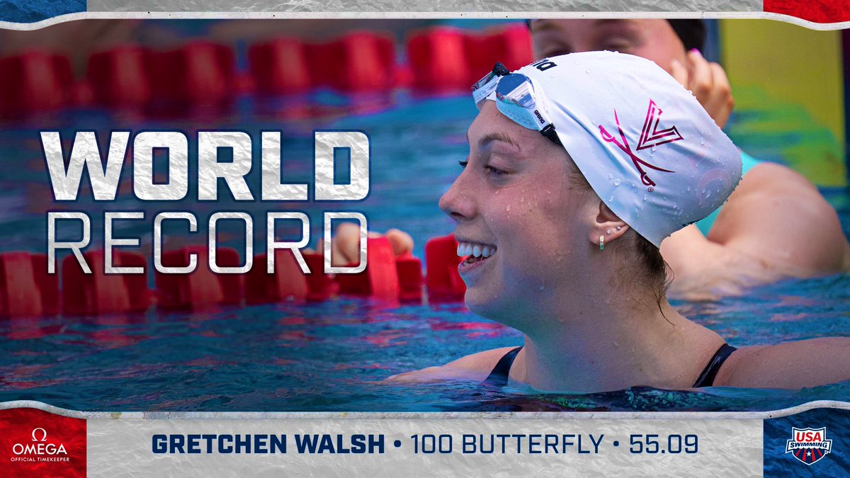 Tijdens de reeksen zwemt Gretchen Walsh nieuw WR in 55,09 op 100 vlinderslag. Gaan we naar sub 55 sec in de finale van de TYR pro series wedstrijd ?