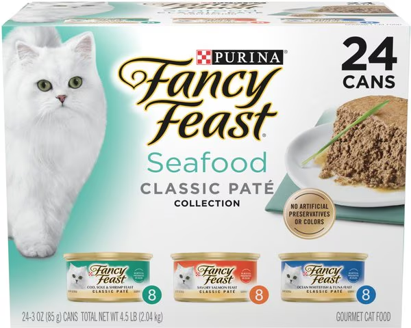 AnamSorker's tweet photo. @ShouldHaveCat Fancy Feast Classic Seafood Feast Variety Pack Canned Cat Food, 3-oz, case of 24

FLAVOR: Variety Pack: Seafood
Size: 3-oz can, case of 24

➡Shop Now: https://t.co/8T0274JHjE
#cats #catfood #catlovers #Food #USA https://t.co/PnJyPED5BP