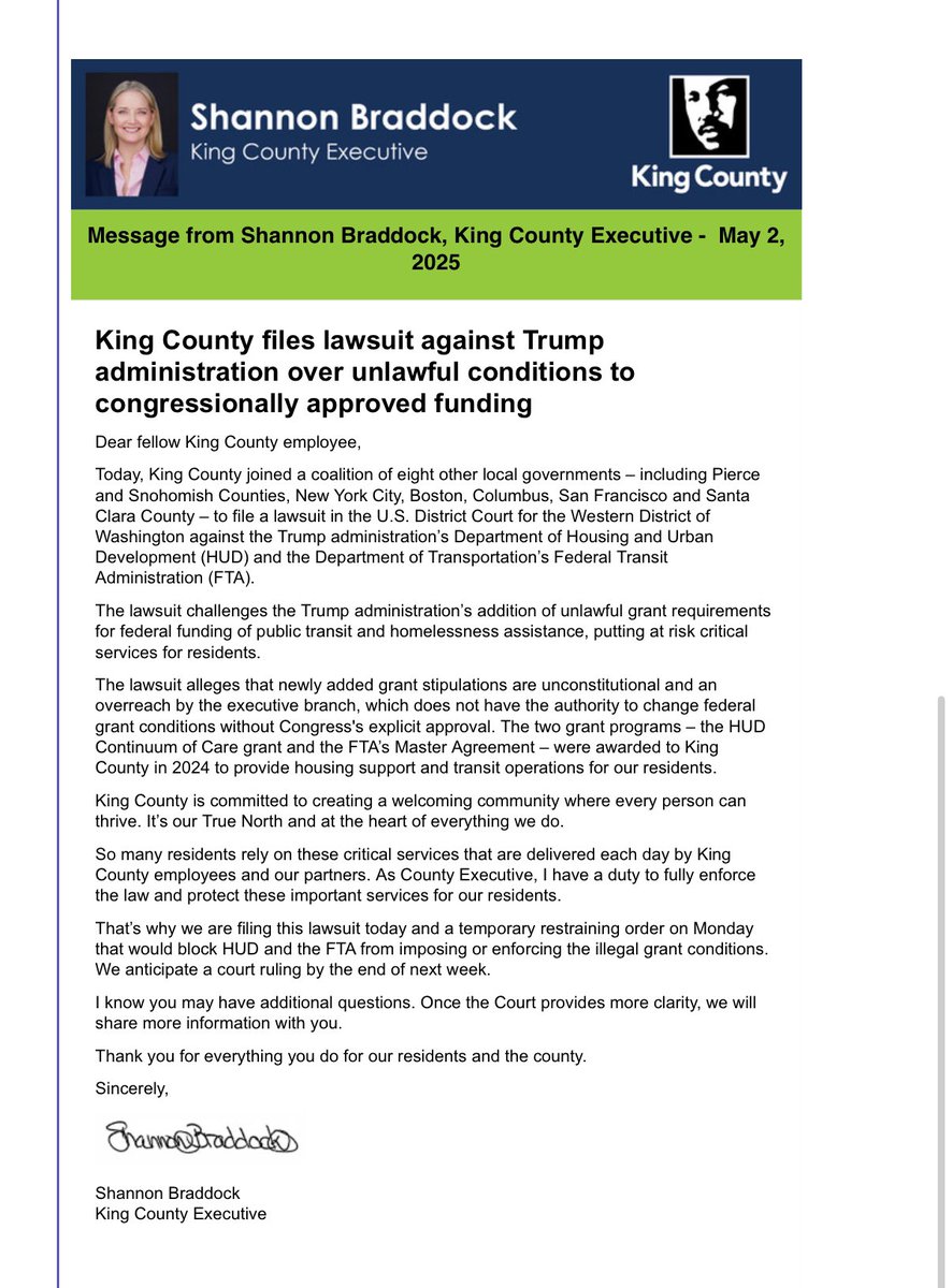 NEW: King County is now suing the Trump administration over certain federal funding requirements. 
The region’s homeless industrial complex needs this money to continue the Housing First grift which has led to a record number of people living on the streets. 
Yet King County