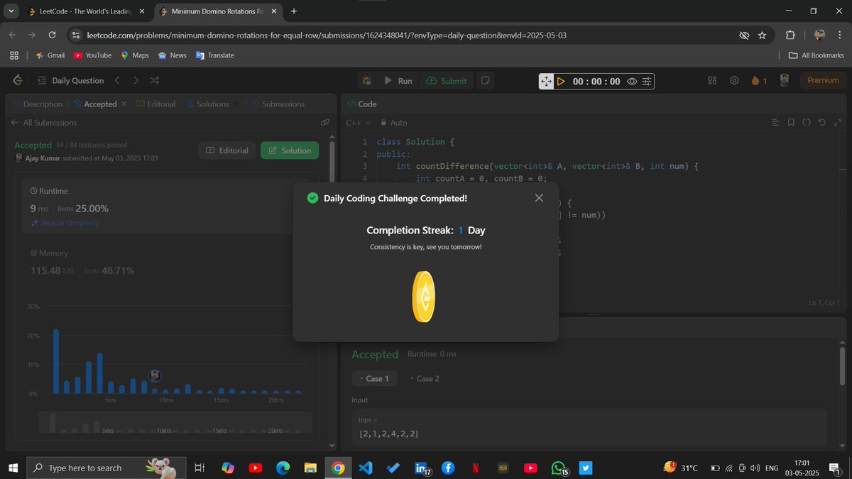 AjayIsCoding's tweet image. 🚀Day 84/150 - DSA Hard Challenge!   
~POTD