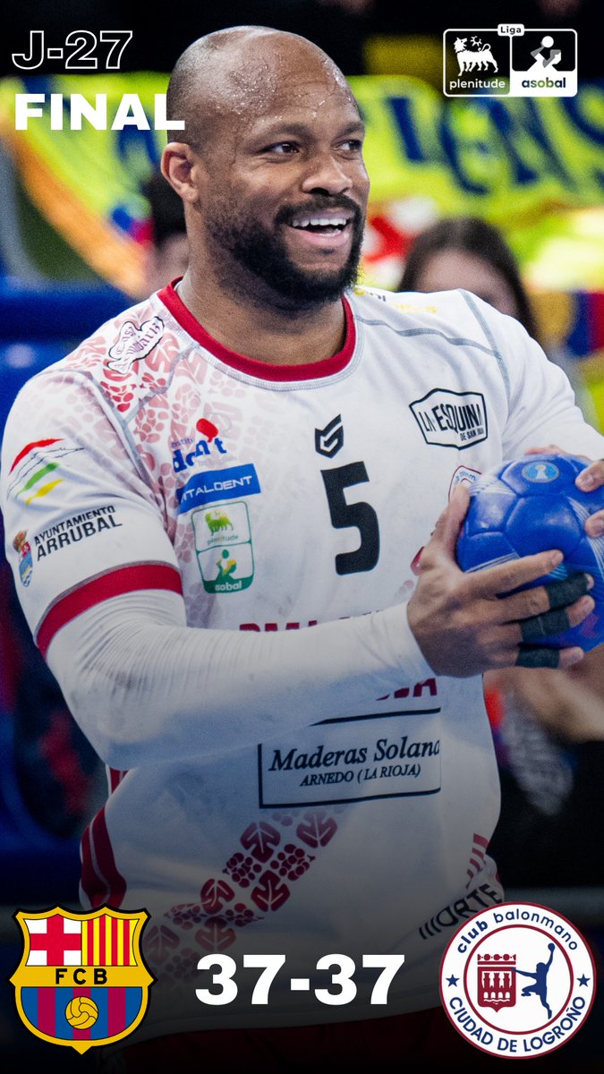 Club Balonmano Logroño La Rioja (@ciudadlogronobm) on Twitter photo ⏱️ ¡Final del partidazo en el Palau! ⏱️
<a href="/FCBhandbol/">Barça Handbol</a> 37 - 37 <a href="/ciudadlogronobm/">Club Balonmano Logroño La Rioja</a>
¡Empate con sabor a victoria tras una gran remontada!
🔥 Del 16-9 al 37-37… ¡Orgullo Franjivino!
💪 ¡Enorme esfuerzo de todo el equipo! ⏱️ ¡Final del partidazo en el Palau! ⏱️
<a href="/FCBhandbol/">Barça Handbol</a> 37 - 37 <a href="/ciudadlogronobm/">Club Balonmano Logroño La Rioja</a>
¡Empate con sabor a victoria tras una gran remontada!
🔥 Del 16-9 al 37-37… ¡Orgullo Franjivino!
💪 ¡Enorme esfuerzo de todo el equipo!