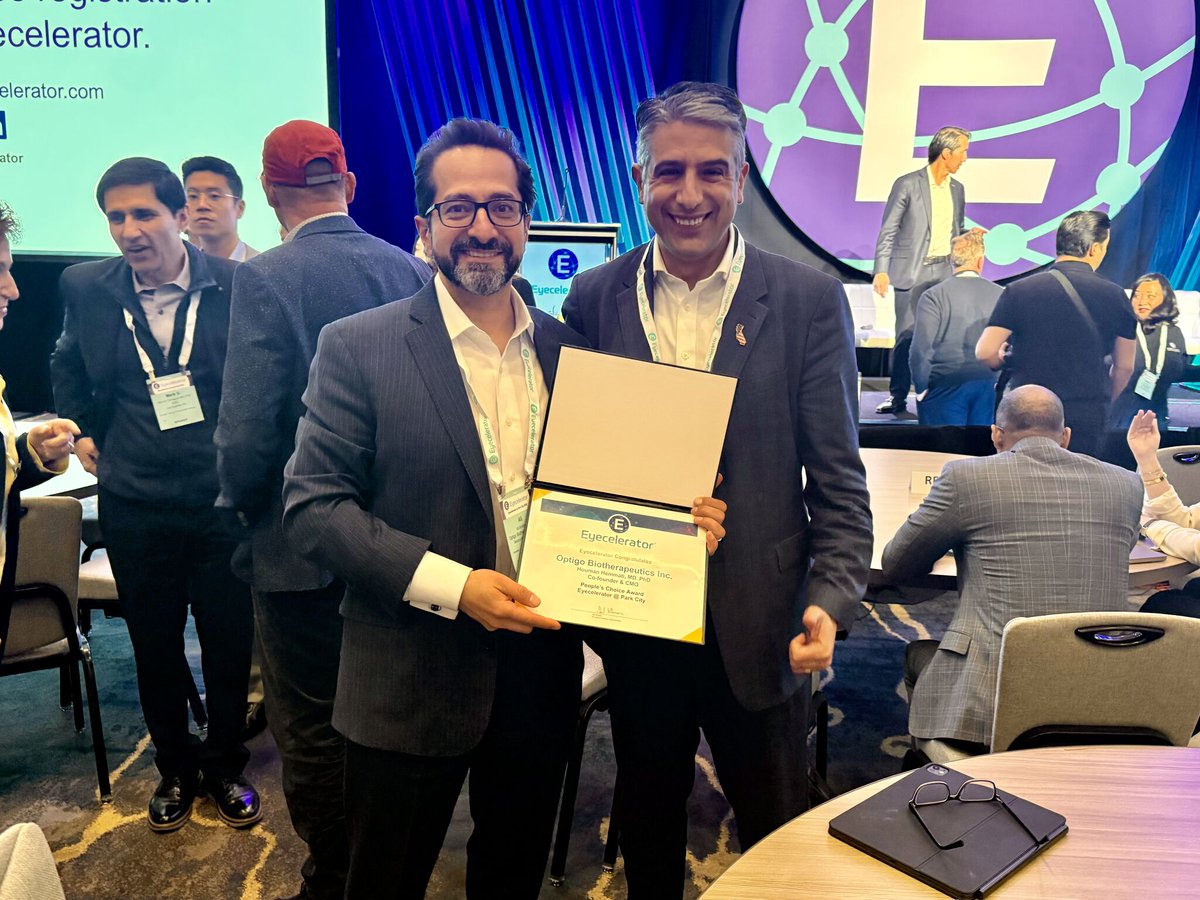We’re thrilled to share that <a href="/OptigoBio/">OptigoBio</a> won the People’s Choice Award <a href="/Eyecelerator/">Eyecelerator</a> @ Park City 2025! Our presentation “Developing Breakthrough Therapies to Restore #Vision” was recognized by peers &amp; industry leaders as the best in the the Retina - TKI &amp; Drug Delivery Showcase.