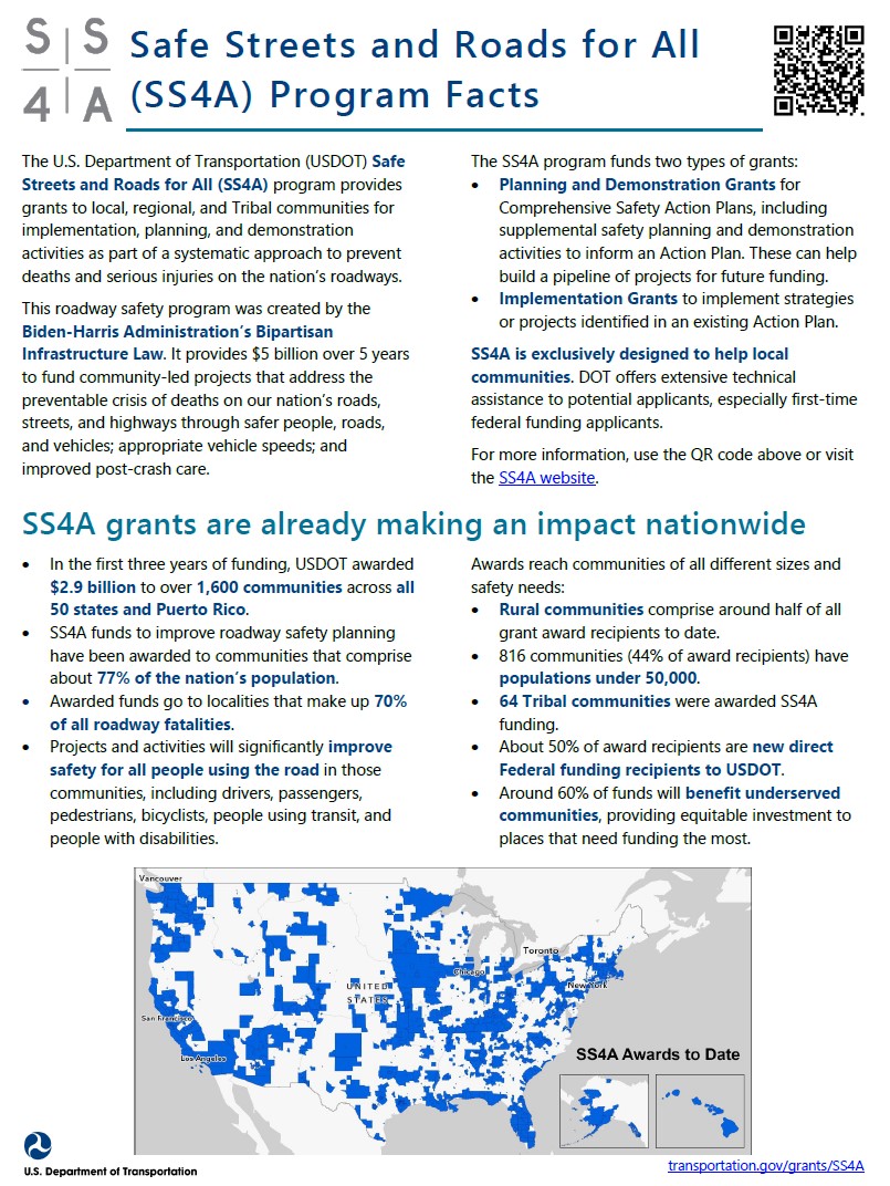 Attention #CentralPA municipalities &amp; other eligible applicants: Apply by June 26 for latest round of Safe Streets &amp; Roads for All grants to fund regional &amp; local initiatives that prevent roadway deaths &amp; serious injuries. Click for details &amp; to apply: sbee.link/46umjnvag3