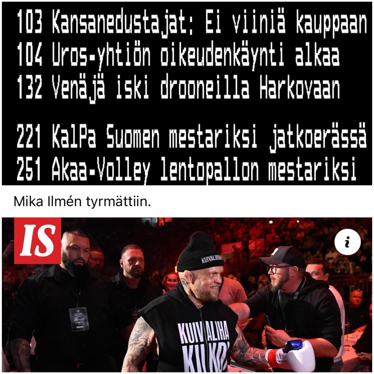 Ihan vielä ei julkkisottelut ole maalissa, sillä teksti-tv:n kynnys ei ole ylittynyt😅 <a href="/yleurheilu/">Yle Urheilu</a> <a href="/arkistotekstitv/">Teksti-TV</a> #immustagala