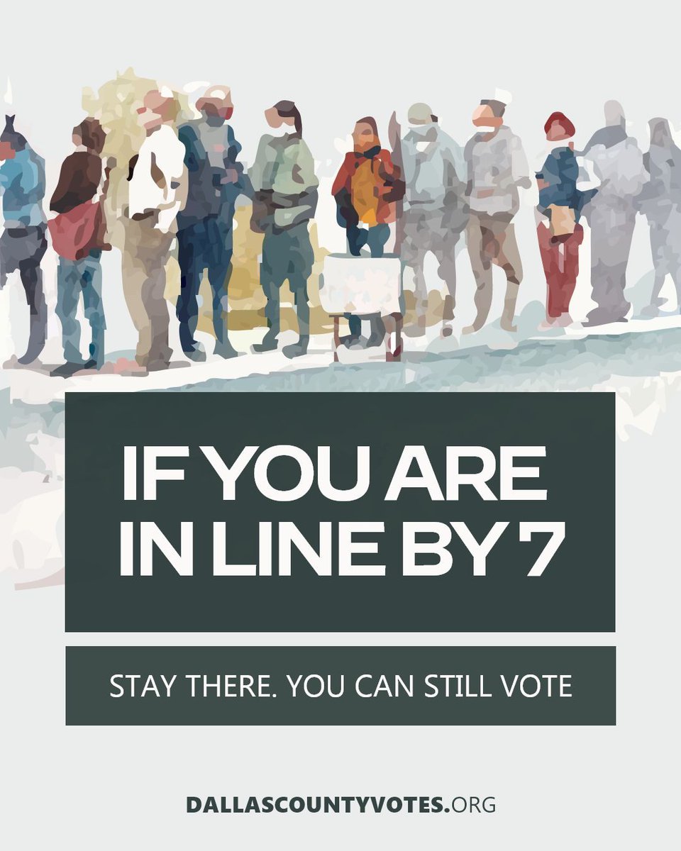 It’s the final hour to vote! If you’re in line before the clock strikes 7, you still have the right to vote!
✨ Stay in line. Stay strong. Make it count. 🗳️
#ElectionDay #YourVoiceYourPower #DallasCountyVotes