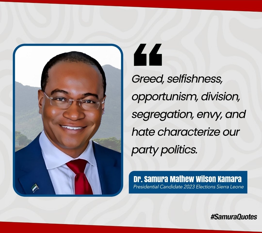 Quick Update!
 
We wish to inform supporters of Electoral Justice and all concerned Sierra Leoneans that security personnel previously deployed to the two residences of our leader, His Excellency Dr. Samura Mathew Wilson Kamara, have been withdrawn. We are pleased to reassure