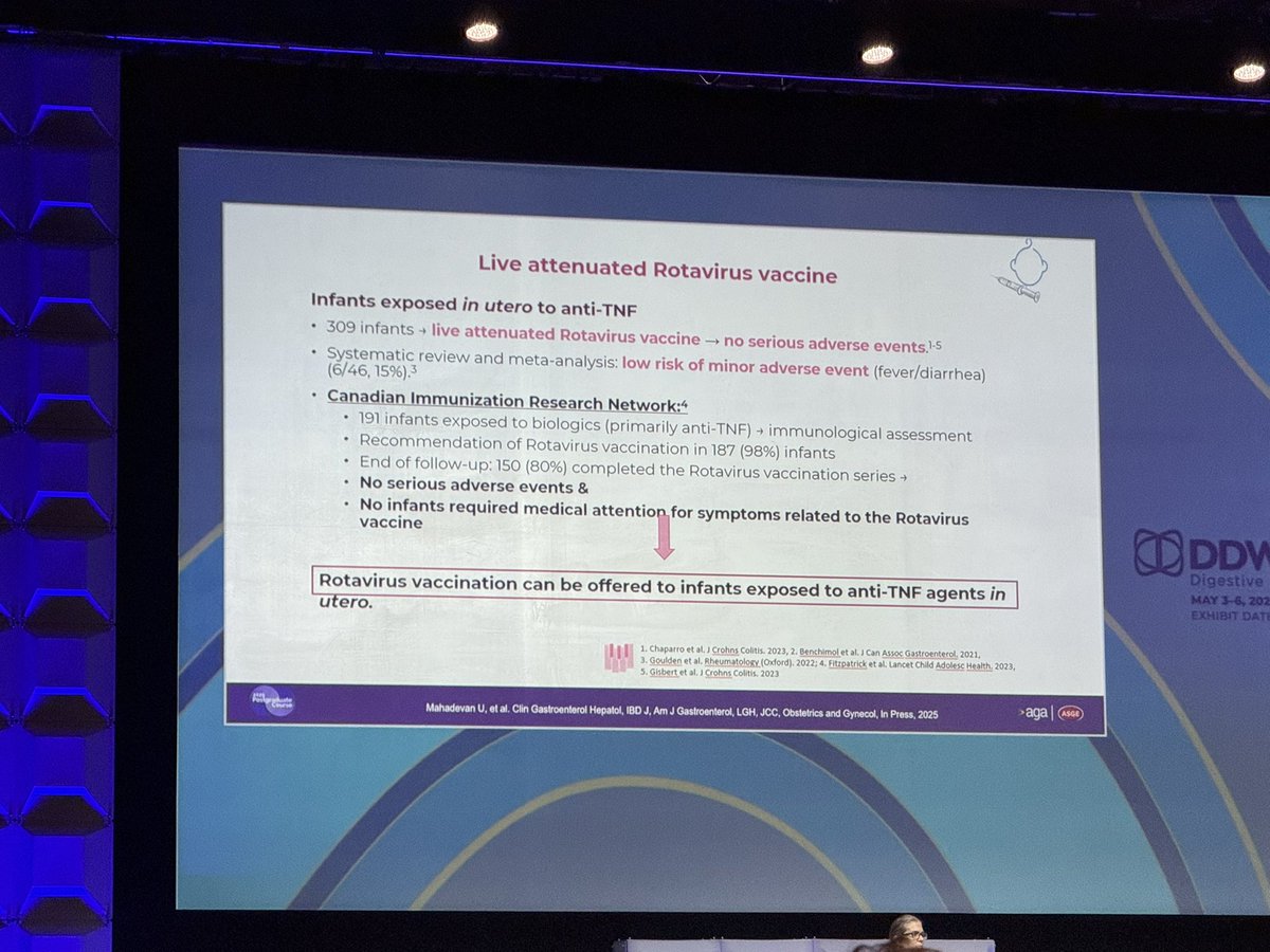 Mariam Naveed, MD (@mn_gimd) on Twitter photo Sharing some important points on IBD & Pregnancy from <a href="/MLongMD/">Millie Long</a> “IBD: Year in Review” lecture AGA/ASGE PG course:
⭐️ Vedo/UST safe in 🤰🤰🏻🤰🏽
⭐️⬆️ r/o pre-eclampsia - consider starting low dose ASA in these patients
⭐️Rota vaccine can be offered to infants 👶🏻 exposed to Anti-TNF Sharing some important points on IBD & Pregnancy from <a href="/MLongMD/">Millie Long</a> “IBD: Year in Review” lecture AGA/ASGE PG course:
⭐️ Vedo/UST safe in 🤰🤰🏻🤰🏽
⭐️⬆️ r/o pre-eclampsia - consider starting low dose ASA in these patients
⭐️Rota vaccine can be offered to infants 👶🏻 exposed to Anti-TNF