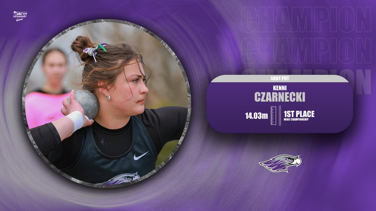 UWWAthletics's tweet image. That's a Conference Title for @uwwtf Kenni Czarnecki! Czarnecki places first in the Women's Shot Put by over a foot to win her first outdoor WIAC Championship!