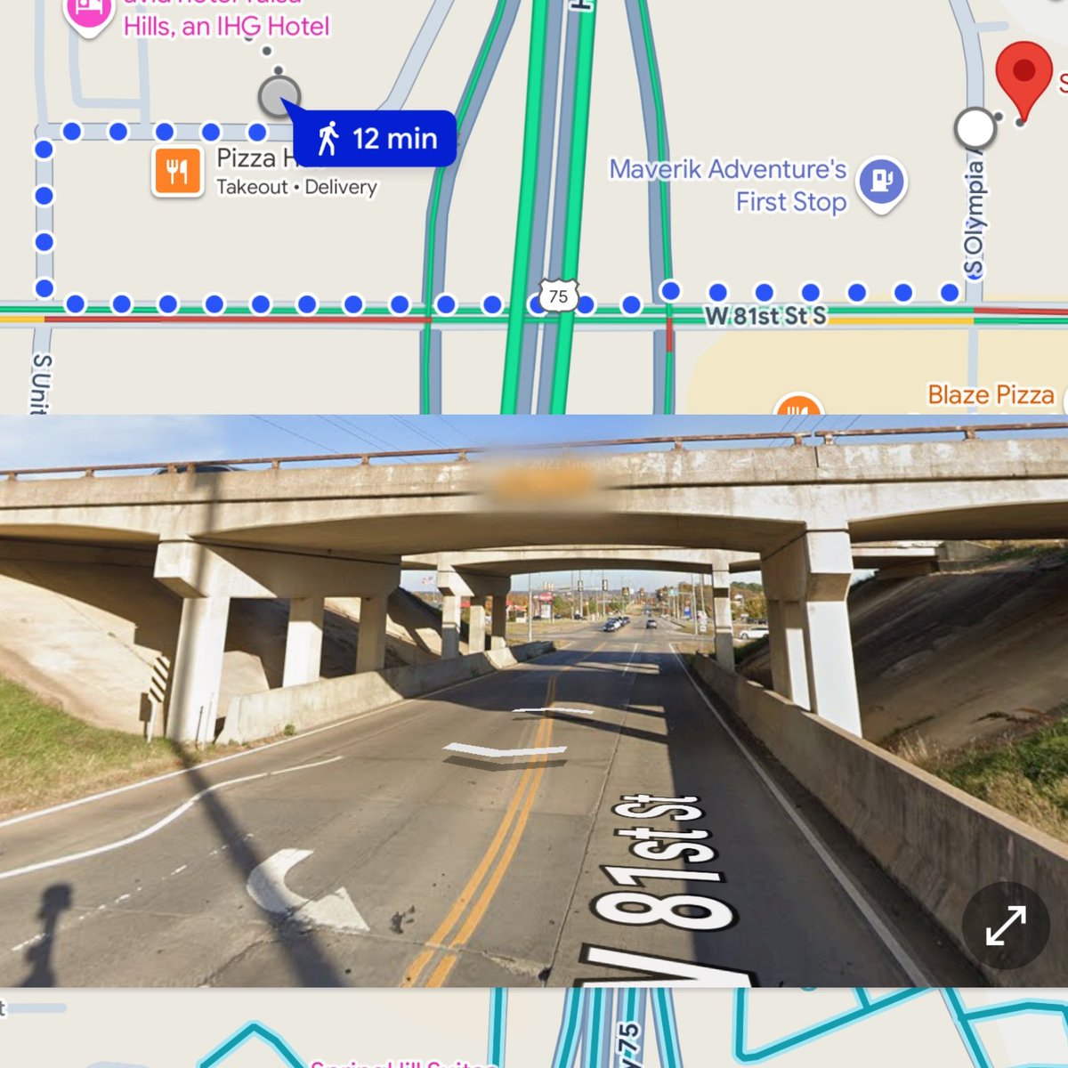 RealCDinSD's tweet photo. @the_transit_guy Last week staying at hotel and googled walking route to Starbucks - 12 min, very straightforward. But no sidewalk (or even grass path) under the overpass I am told to take 😂 https://t.co/ThV8FUgxU3