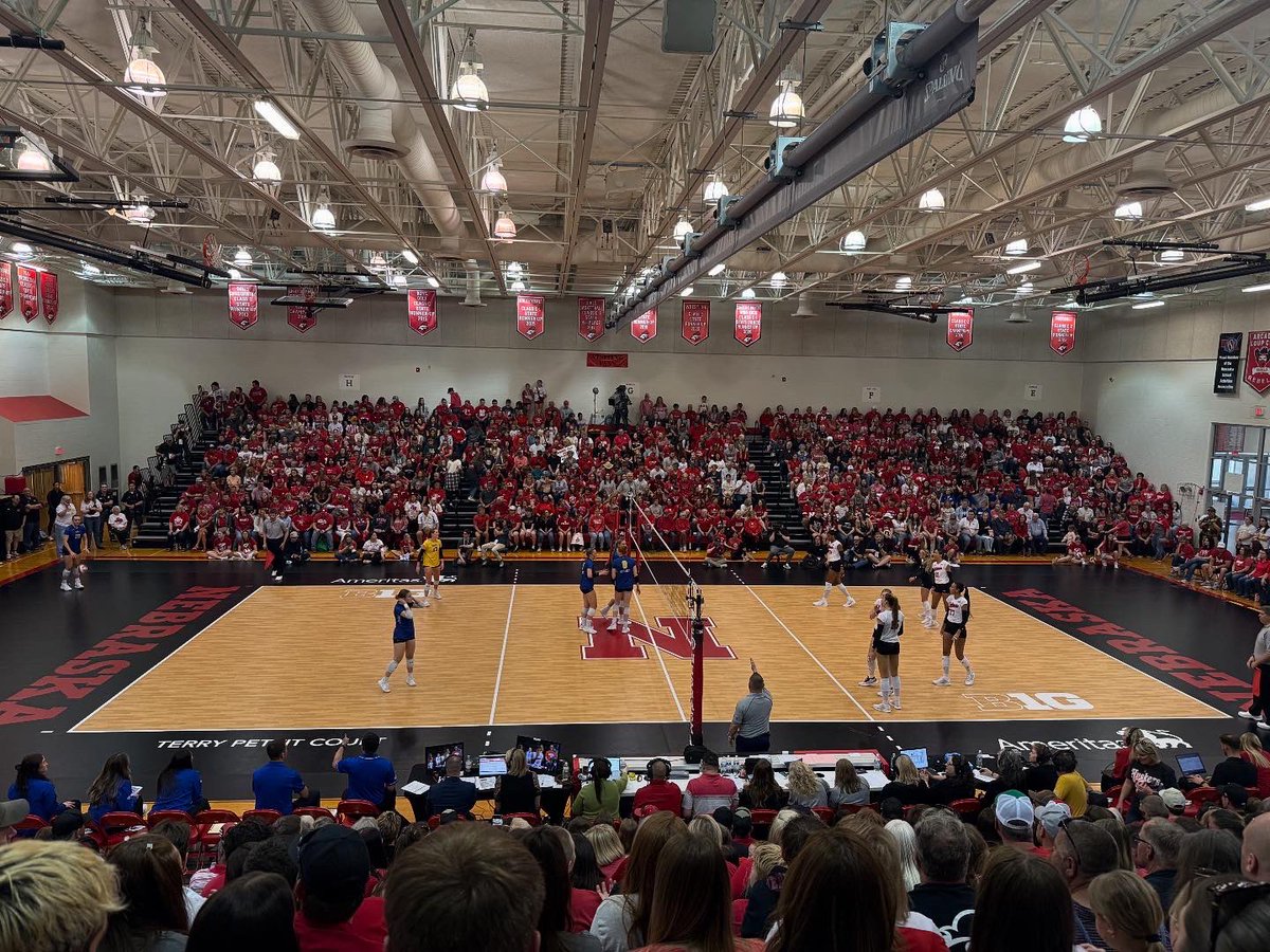 One of the nation’s best volleyball programs traveled 160 miles to play a spring match in a 1,750-capacity high school gym in a town of 2,100. I'll never get over how special this Nebraska volleyball tradition is.