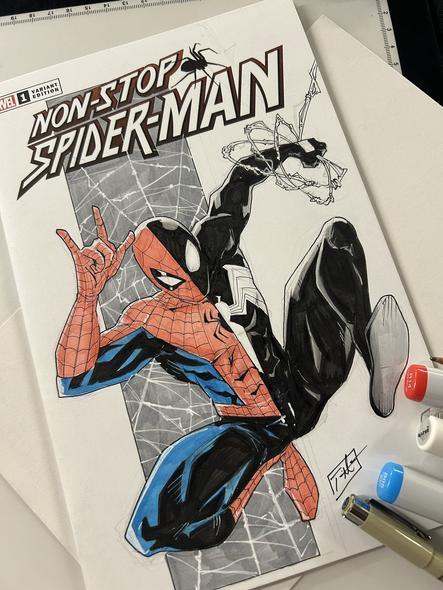TravisMercer15's tweet image. Happy free comic book day!
Big thanks to @HoJComics for inviting me and everybody who came out to support the guests and shop!
Here’s a blank sketch cover spidey commission I did!
@marvel #spiderman #symbiotespiderman #peterparker